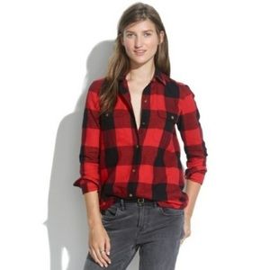 Madewell Ex-Boyfriend Flannel Button Down Buffalo Plaid Shirt